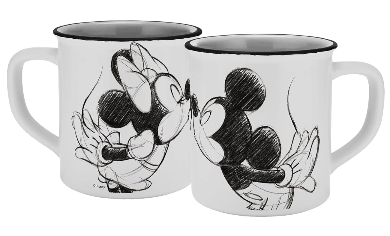 Gedalabels Multicoloured Mickey Kiss Sketch Mug Silver Grey Enamel Look 400 Ml