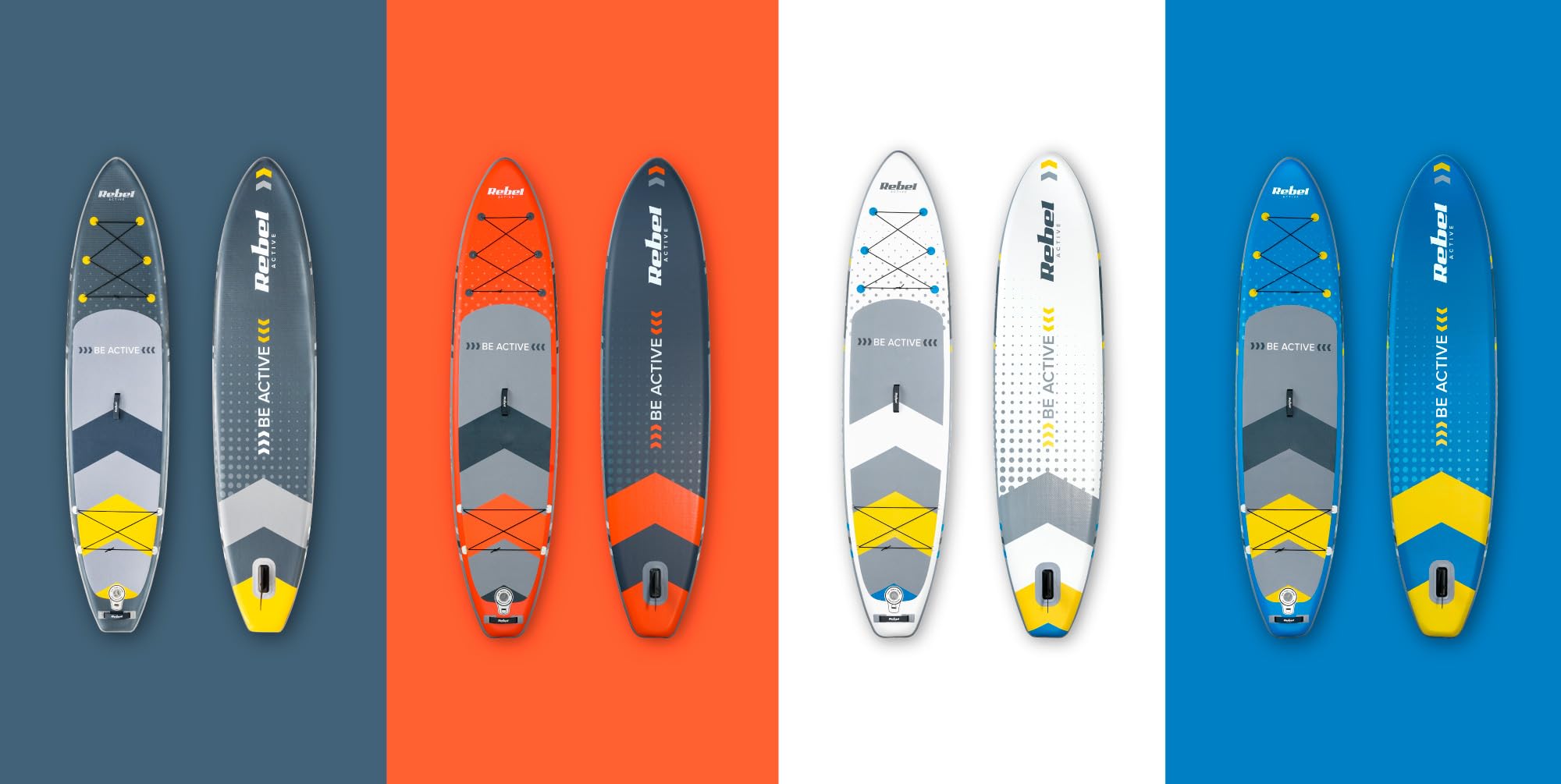 Rebel Electro Tavola da SUP con pompaggio a punto goccia da 350 cm Set zaino con pompa a pagaia RBA-4500-OR