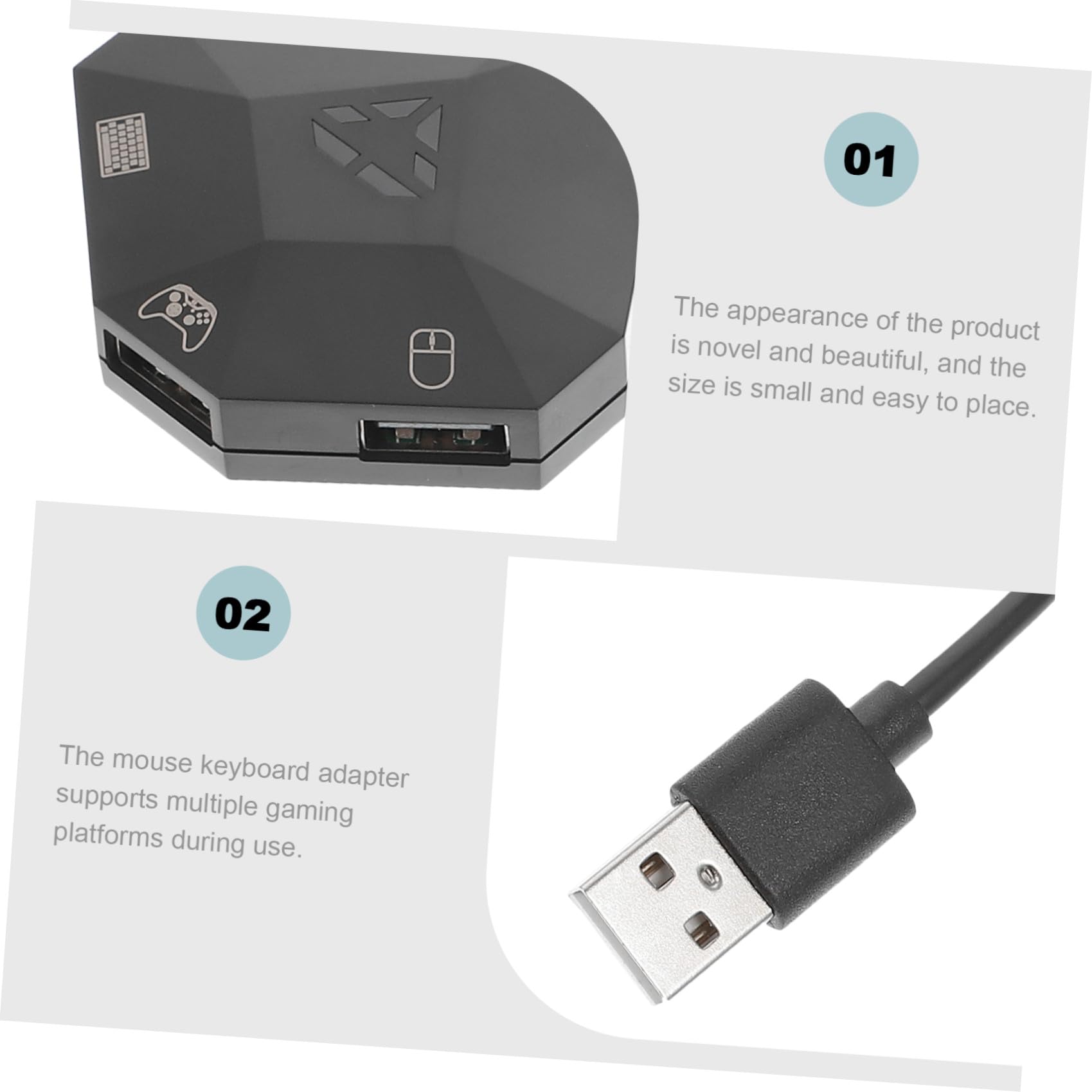SHINEOFI Convertitore Tastiera Mouse per Console di Gioco, Nero Abs | Mappatura Tasti, Supporto Giochi di Terze Parti, Compatibile con Console