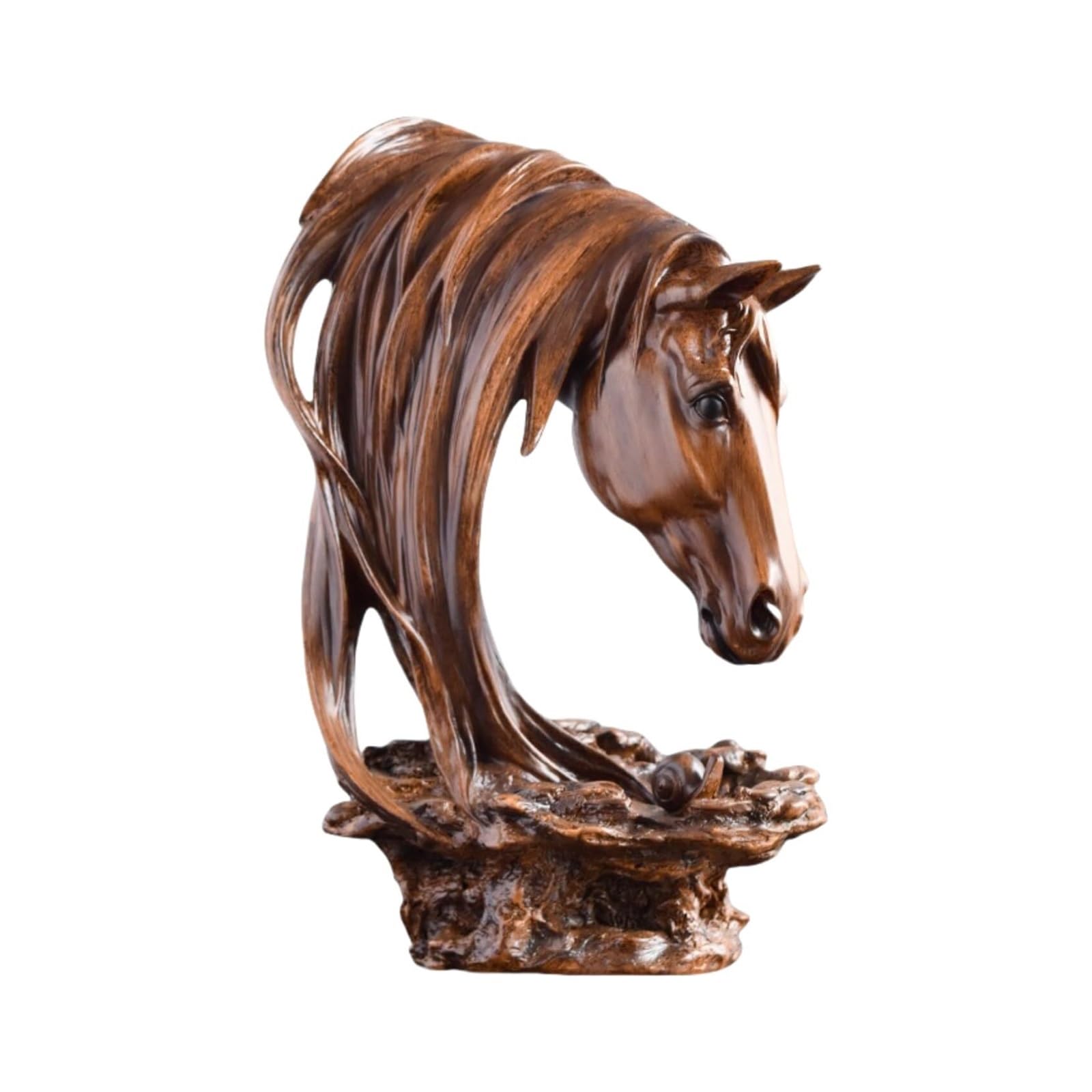KUKUUU Horse Head Statue Ornaments Living Room Bar Office Home Accessories Decoration(Wood Grain)