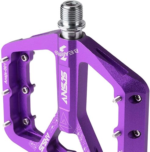 Miniatura 4 de ANSJS - Pedales de bicicleta de montaña, pedales planos de aluminio de 916 pulgadas, plataforma ligera para bicicleta de carretera, montaña, BMX,