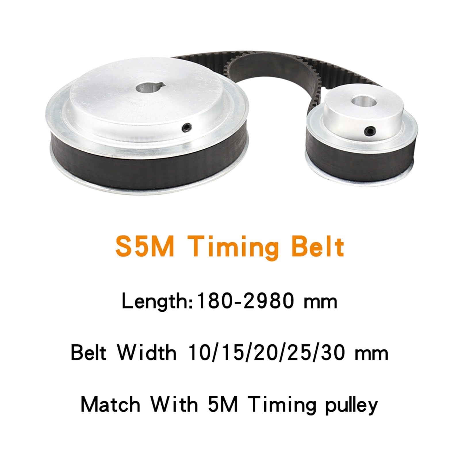 Zahnriemenscheibe Synchronriemen S5M-1960/2000/2005/2100/2145/2480/2525/2715/2800/2980, geschlossene Schleife, Zahnriemenbreite 10–30, für 5 m lange Riemenscheibe aus Legierung