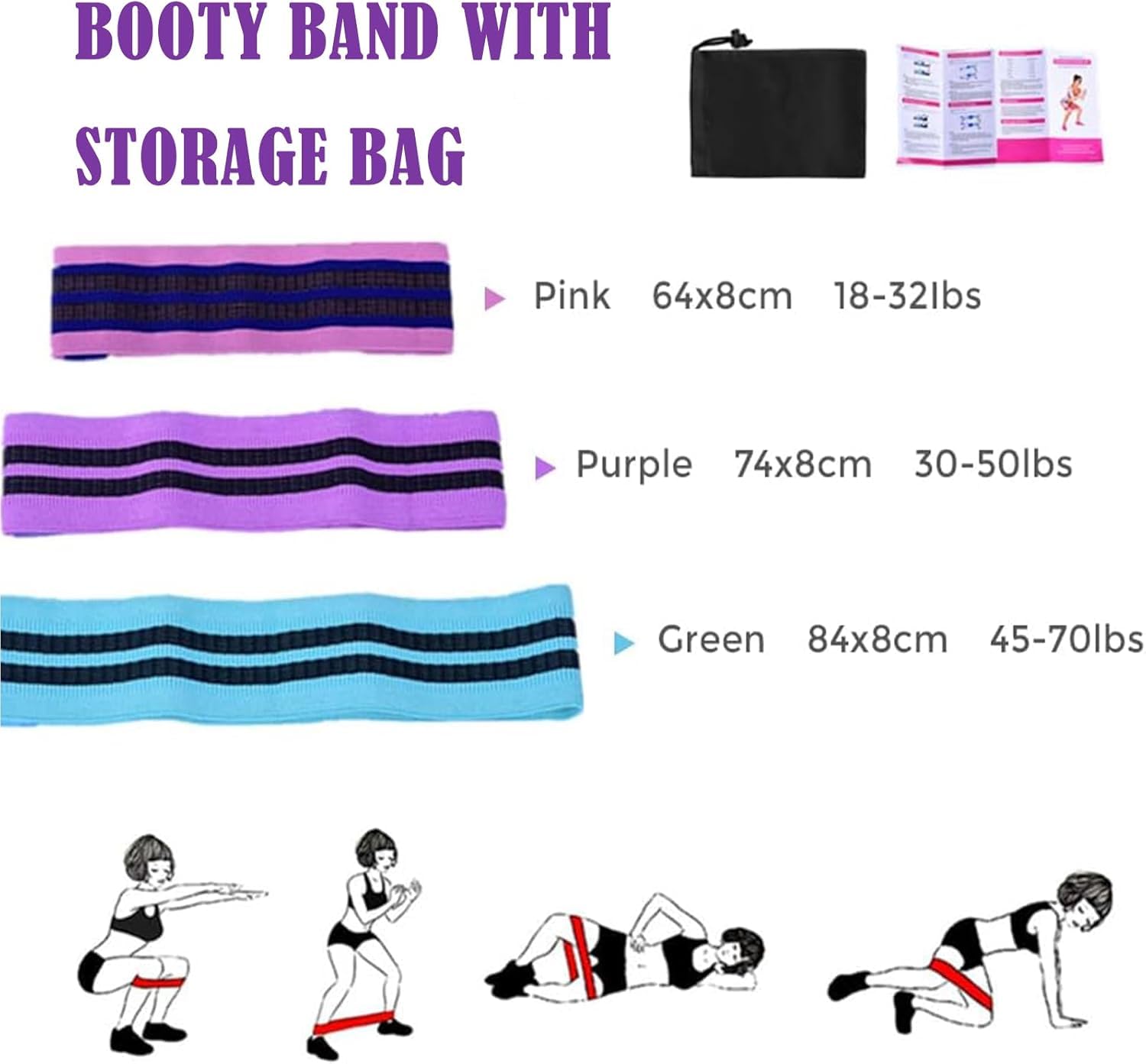 Générique 15Pcs Kit Pilates pour Femmes, Matériel de Pilates pour L'entraînement à Domicile, Ensemble de Bandes de Résistance pour Anneau de Roue de Pilates, Jeu D'anneaux de Résistance Pilates