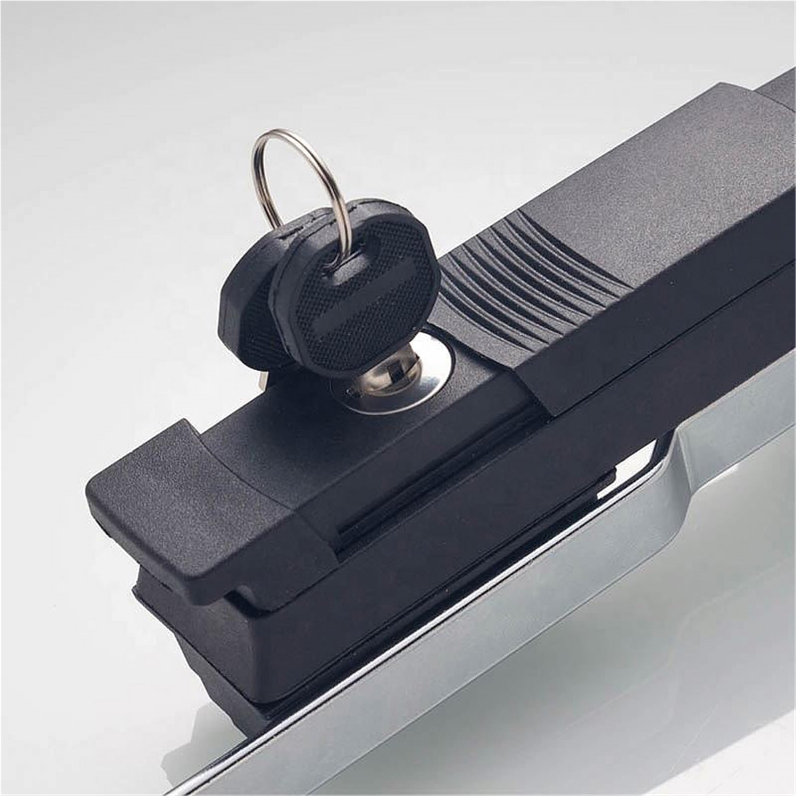 Cerradura de puerta de armario eléctrico de tres puntos PA66, material negro mate, superficie, varilla de control, 1 unidad