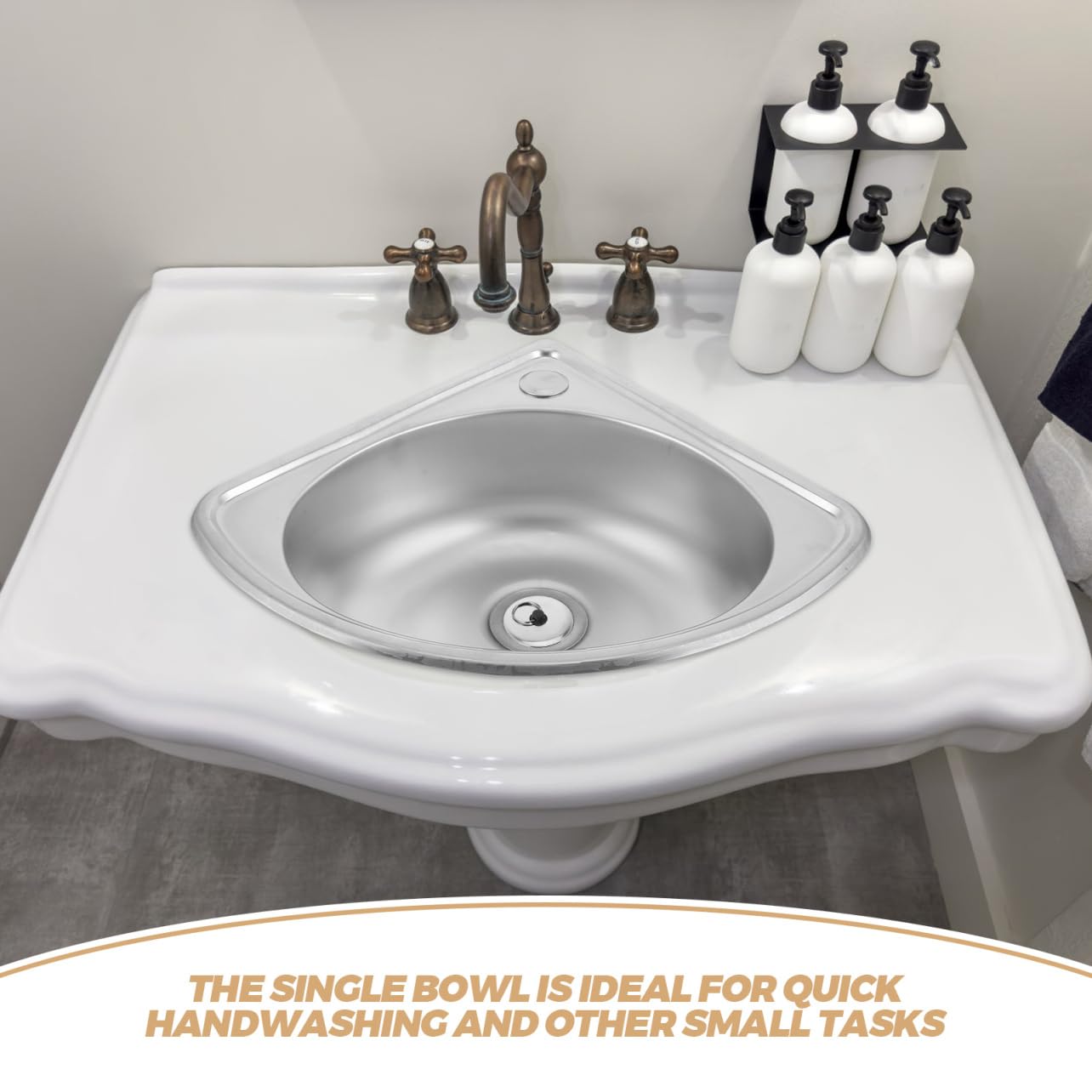 MAGICLULU Lavello Da Camper Acciaio Inossidabile Ultra-compatto Con Design Triangolare Installazione Facile e Struttura Robusta Per Cucine e Bagni Spazi Ridotti