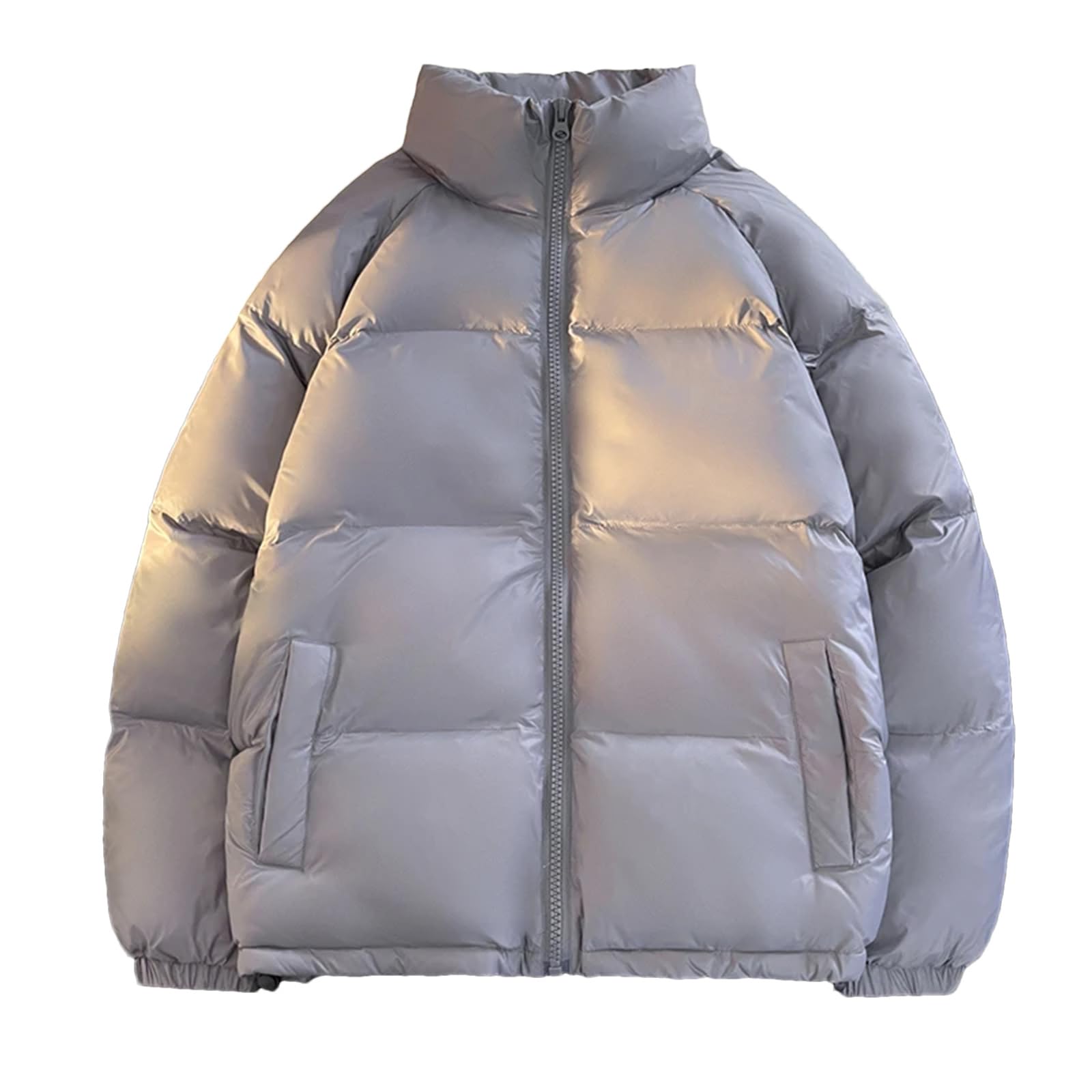 Dcvmvmn Mens Winter Stand Collar Long Sleeve Down Jackets Casual Thick Warm Short Puffer Coats