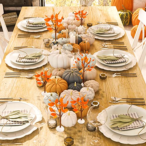 Christmas Village Accessories Mini Tree Ornament Winter Autumn Artificial Display Small Tree Bare Branch Trees Fall Fake Branches Tabletop Tree For Home Office Festival Decor, 3 Sizes (Yellow) #TOP5