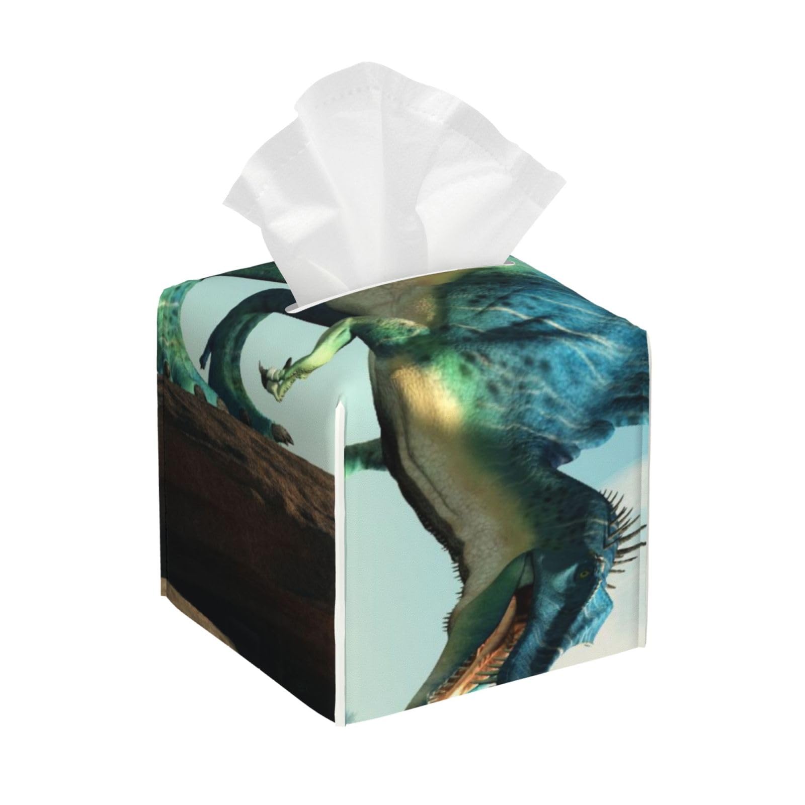 Spinosaurus Square PVC Tissue Box Cover Modern Decorative Holder for Bathroom Vanity