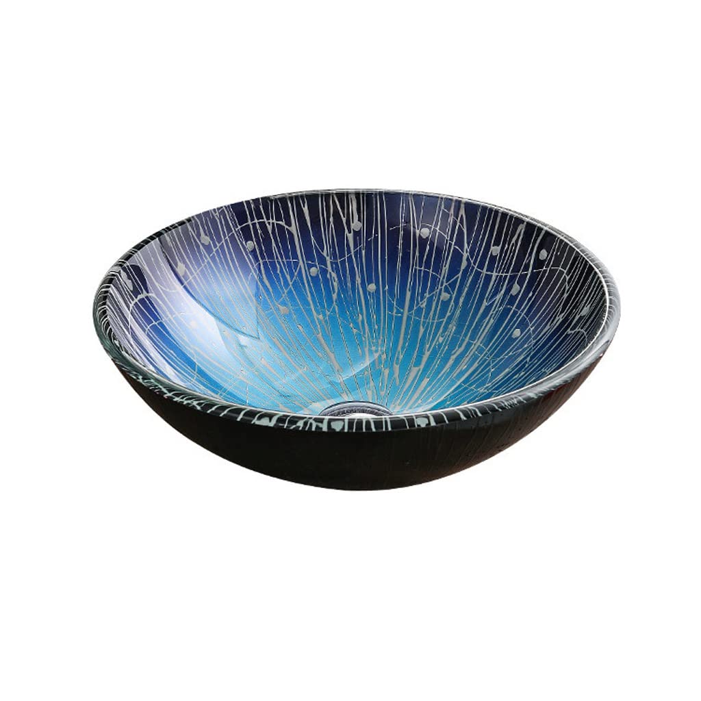 CWCQGH Bathroom Sink Vessel Sink Over Counter Basin Hotel Toilet Wash Basin Set Tempered Glass Bathroom Sink Bathroom Vessel Sinks.Sink Only (Sink Only)