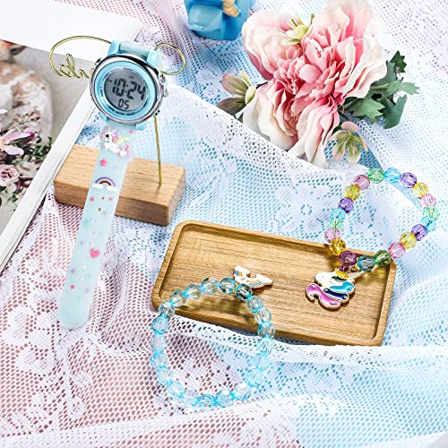 Yaomiao 3 Pieces Kids Unicorn Digital Sport Watches and Bracelets,7 Color Lights, Alarm, Stopwatch, 3D Waterproof Watch Gift for Girls 3-10 Years Old4