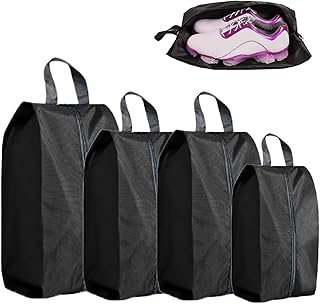Sponsored Ad – 4PCS Travel Shoe Bags,Waterproof Nylon Shoe Bag with Zipper,Large Black Travel Shoe Bags For Packing,Reusable Universal Shoes Bags Storage (black)
