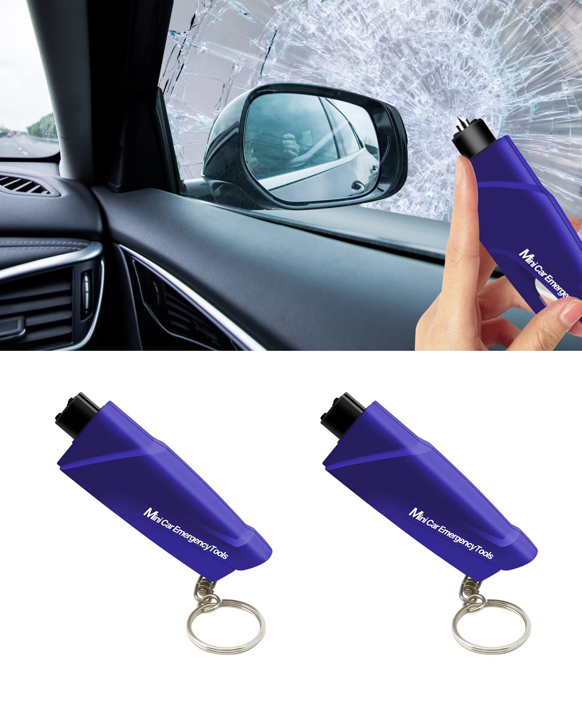 Heldenwerk Kit Brise-Vitre D'Urgence ×2 Avec Coupe-Ceinture - Marteau De Secours Voiture Pointe Durcie - Sécurité Automobile