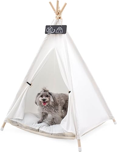 Miniatura 9 de Tipi para mascotas con cojín para perros y gatos, casa con cama, tienda de campaña para mascotas, cama para interiores y exteriores (clásico)