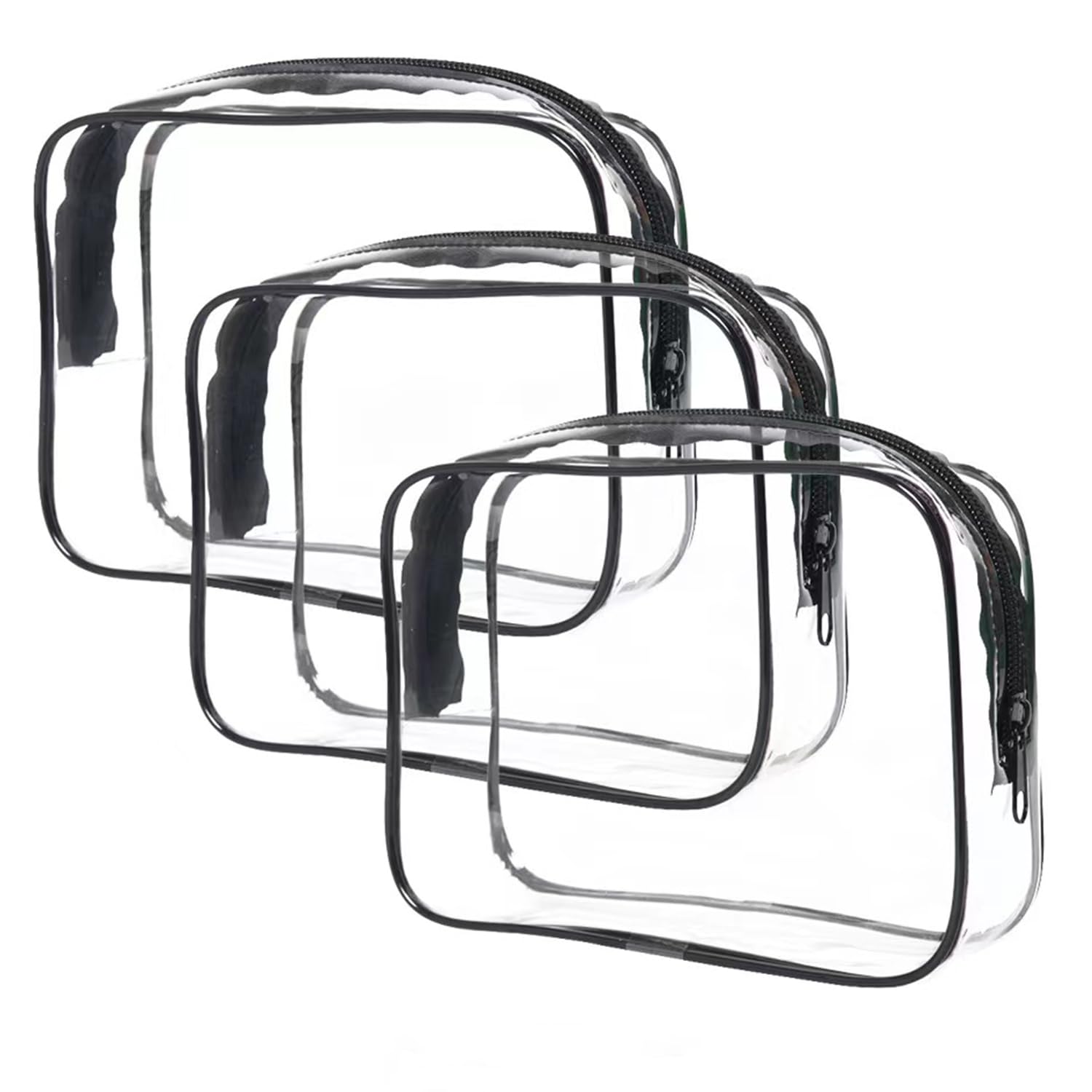 TSA Approved Toiletry Bag Clear Makeup Bag Quart Size Bag, Waterproof Travel Essentials Makeup Cosmetic Bag, 3 Pack (Black)