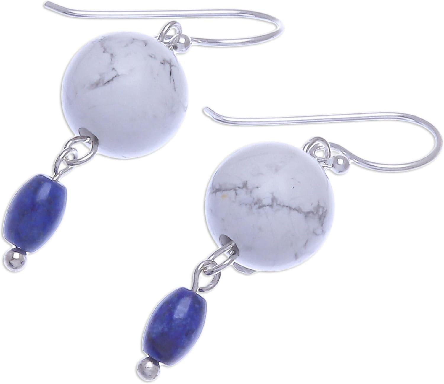 NOVICA Multi-Gem Lapis lazuli .925 Sterling Silver Dangle Earrings 'Winter Traveler'