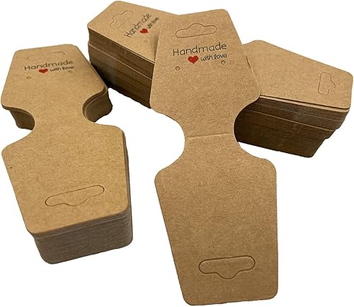 Tarjetas de exhibición de pulsera, 100 collares, tarjetas autoadhesivas, embalaje de joyas para pequeñas empresas, tarjetas de papel kraft para