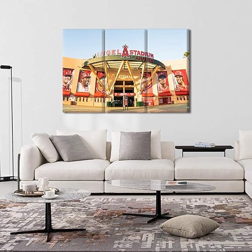Miniatura 2 de Lienzo de 3 piezas de arte para pared, arte moderno de estadio, arte de ángel, paisaje, juego deportivo, Anaheim, imagen para sala de estar,