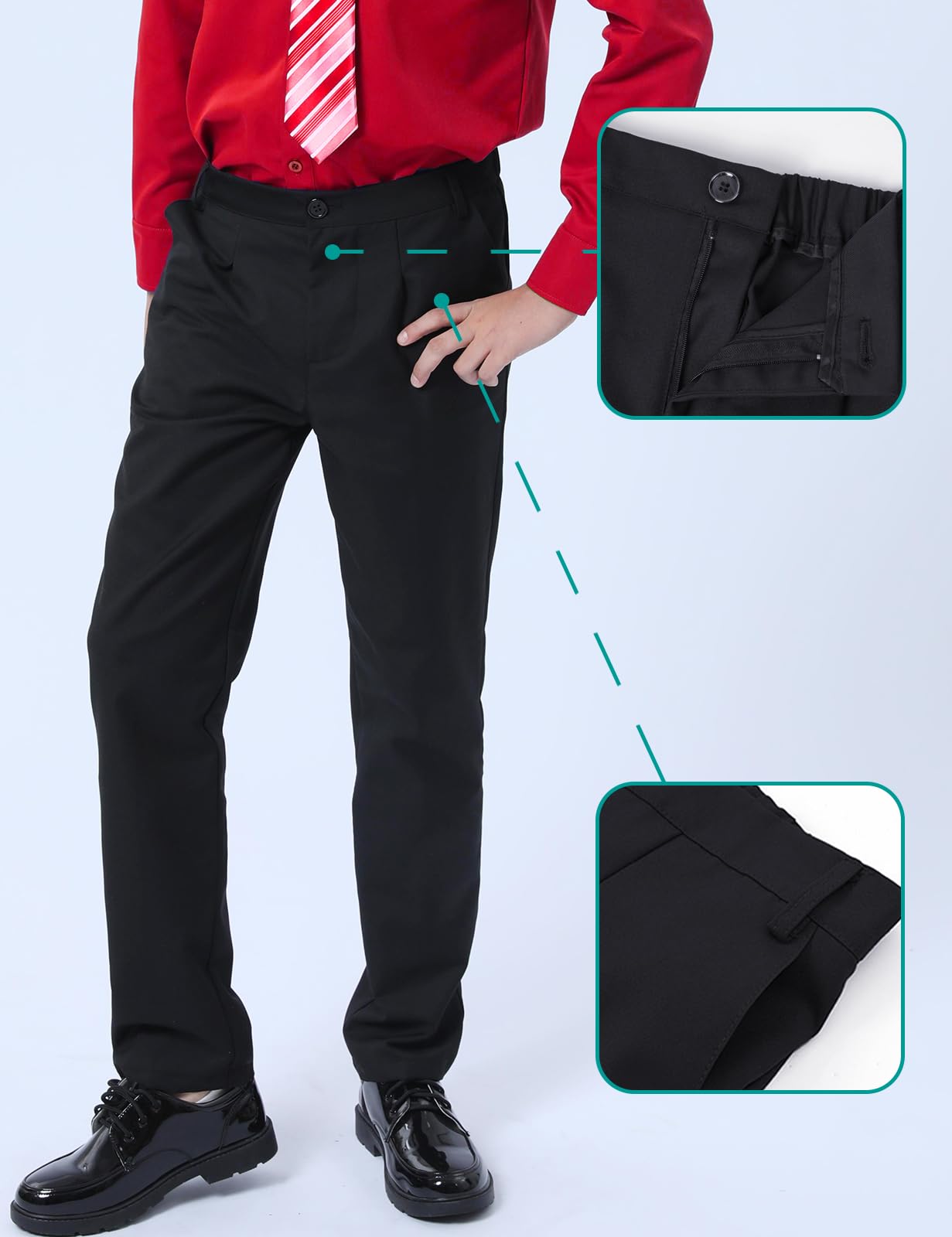 mintgreen - Pantalones de deporte para niños, talla semielástica, para niños, 9-16 años