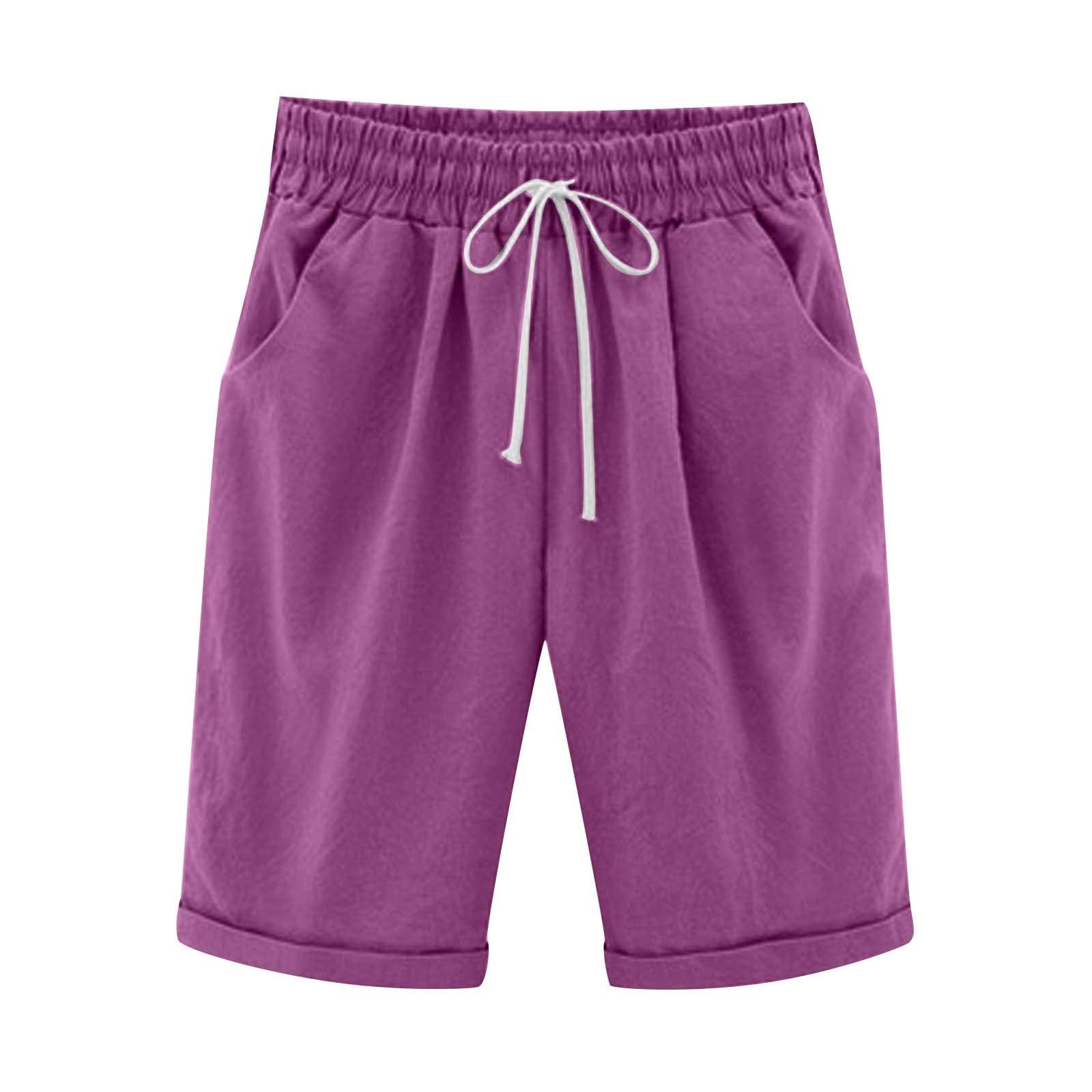 NUSGEAR 2024 Pantalones Corto Mujer Algodón y Lino Shorts Moda Bermudas Suelto Bolsillo Casual Cómodo Cordón Pantalones Corto Color sólido Verano holgadas elásticas Cintura Ligeros Talla Grande