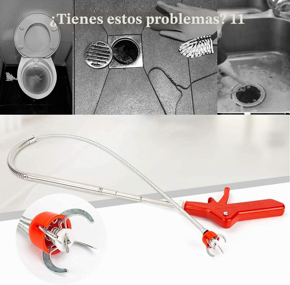 Hurón Desatascador Canalizador WC 1,8 m – Desatascador de inodoro de manivela con garra de águila – Antiarañazos – Desatascamiento serpiente de fontanero ideal para eliminar escombros y zuecos