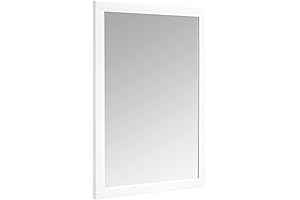 Amazon Basics 20x28 Inch White Framed Rectangular Wall Mounted Mirror