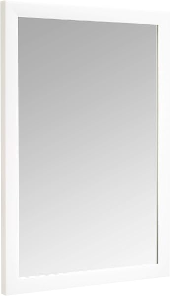 Amazon Basics Rectangular Wall Mirror 20" x 28", Standard Trim, White - 1
