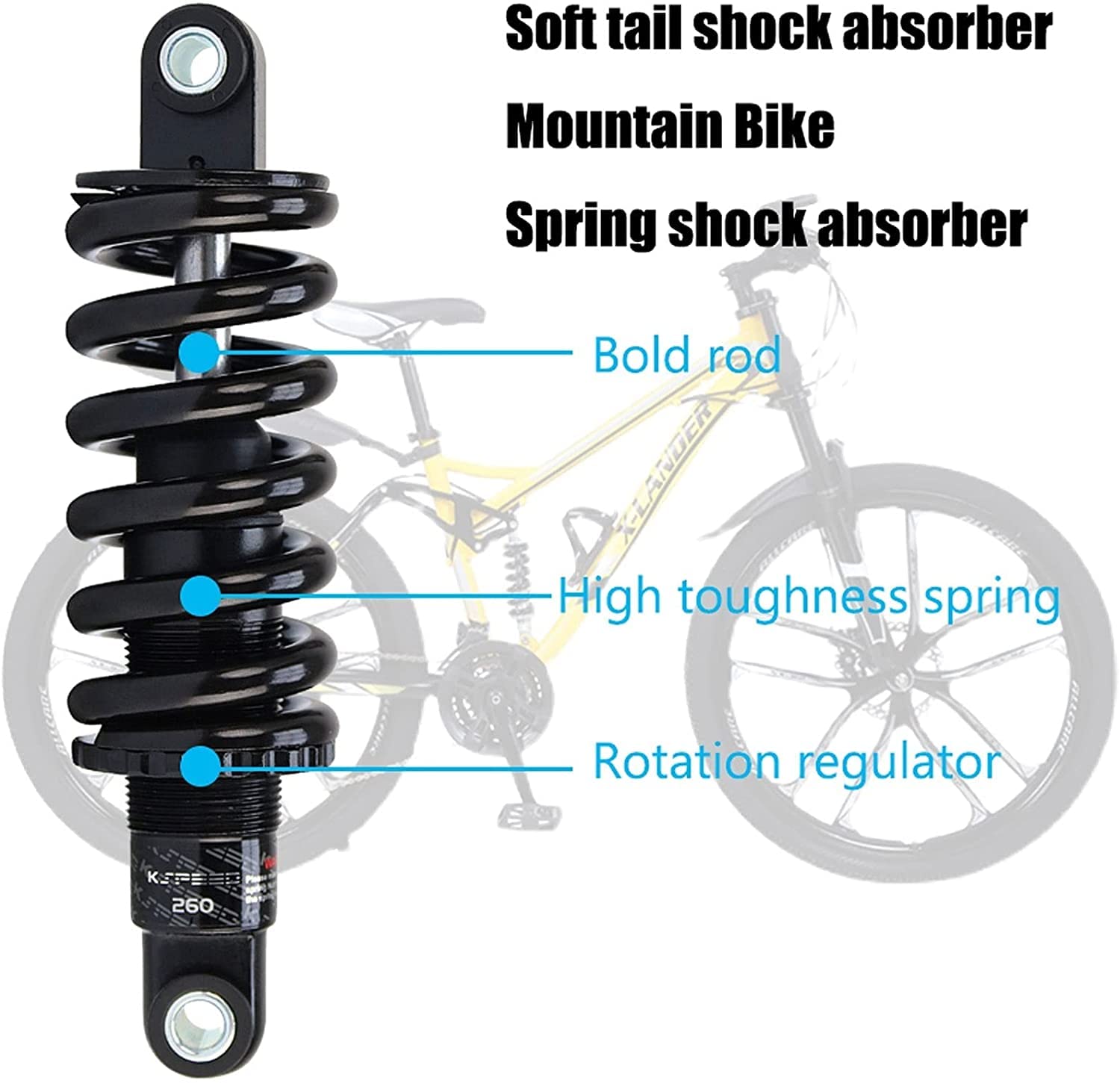 Zamienny tylny amortyzator do roweru górskiego zjazdowego 6,5 cala i wózka inwalidzkiego 7, z tuleją(190mm-350lbs)