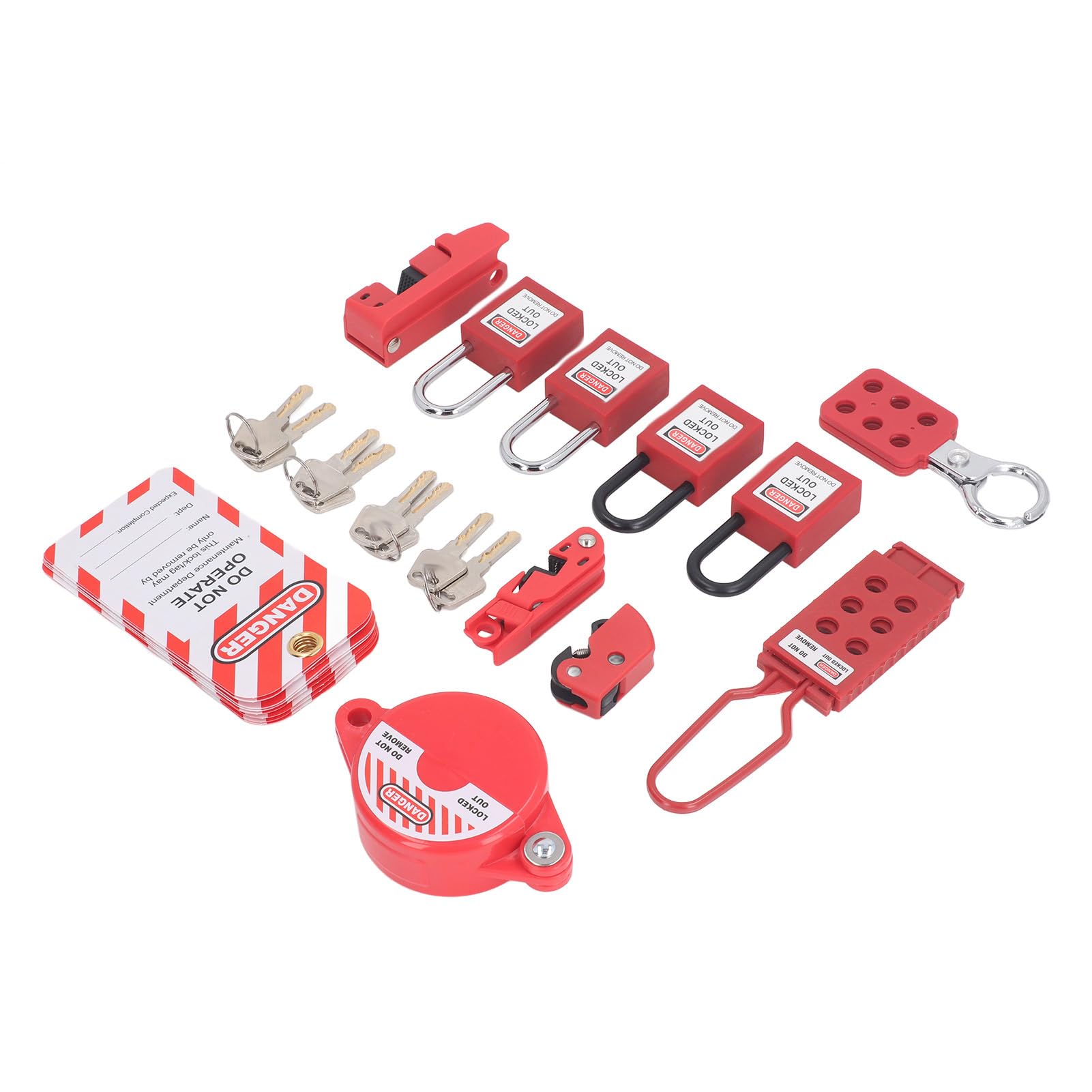 Kit de etiquetado de Bloqueo, Kit de candados de Bloqueo de Seguridad multifuncionales con 4 candados, 3 bloqueos de disyuntores, 2 cerrojos, 1 Bloqueo de válvula de Bola y 10