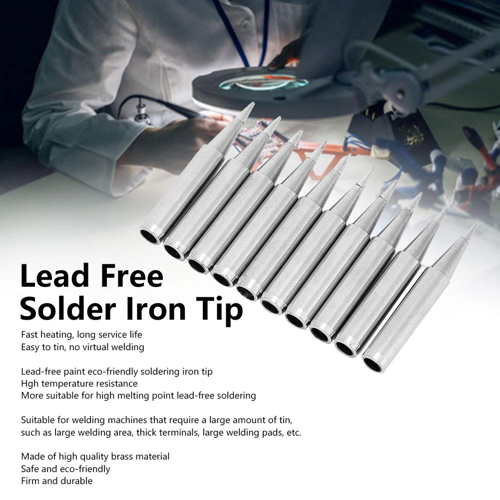 ANKROYU 900M T 0.8D 10PCS Soldering Iron Tip, Brass Solder Iron Tip, No Lead Copper Solder Tip, No Lead Solder Iron Tip Set for Welding Tool Accessory