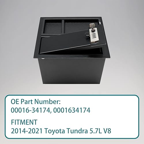 Miniatura 2 de Juego de caja fuerte para pistola de consola central con cerradura combinada de 4 dígitos y 2 llaves de repuesto para Toyota Tundra 5.7L V8 Replace#