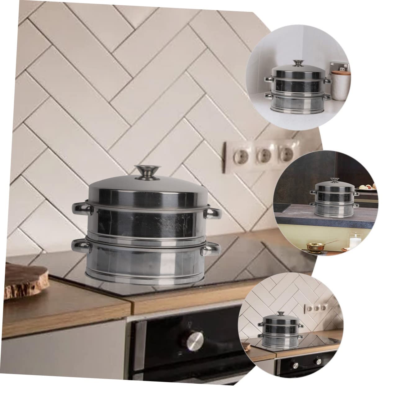 ULTECHNOVO Vaporera Inoxidable para Cocinar al Vapor Rejilla de 3 Niveles Multifuncional para Verduras Dim Sum y Pescado Utensilio de Cocina Práctico y Conveniente