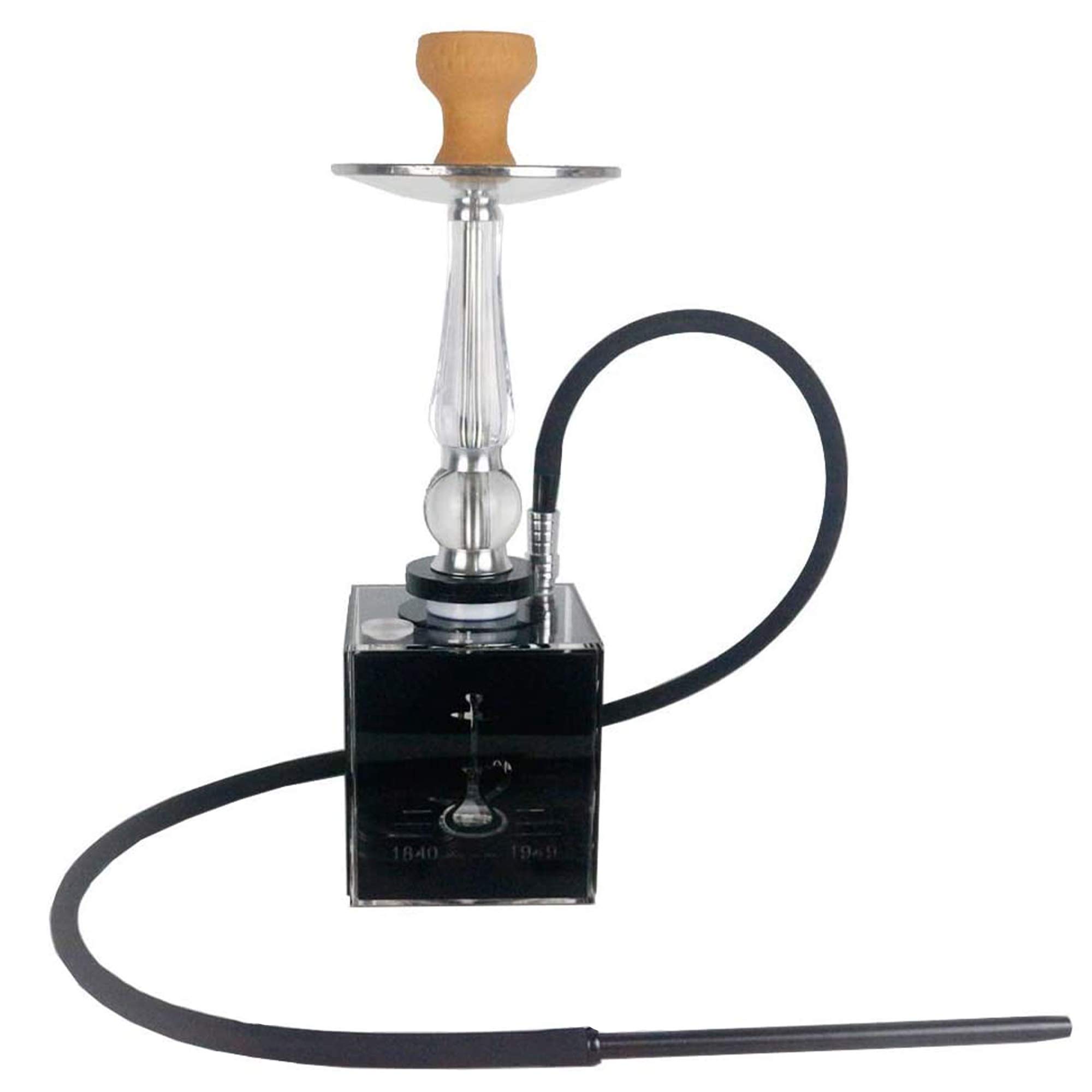 Juego Narguile Luz LED Lujo 20" Narguile Moderno Forma Cubo Acrílico con Cuenco Arcilla Manguera Silicona Pinzas para Carbón Mejor Fumar Narguile