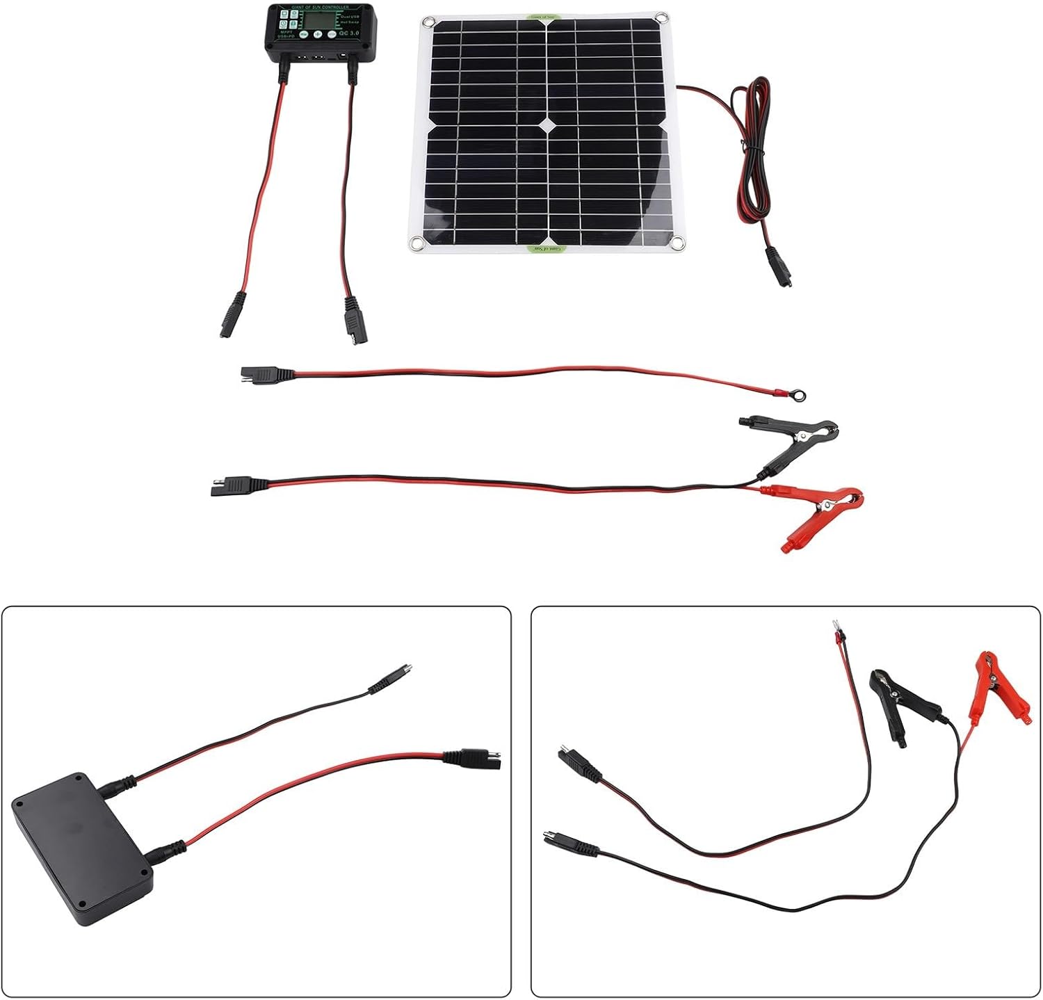 Solar Battery Charger 20W For 12V System With Smart Trickle Charging, Fit For Car, Boat, RV, Motorcycle