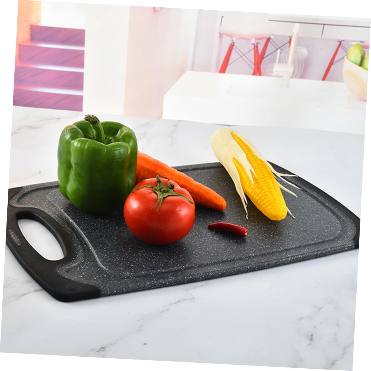 Tagliere Antiscivolo in Plastica Nero 3 Pezzi Spesso