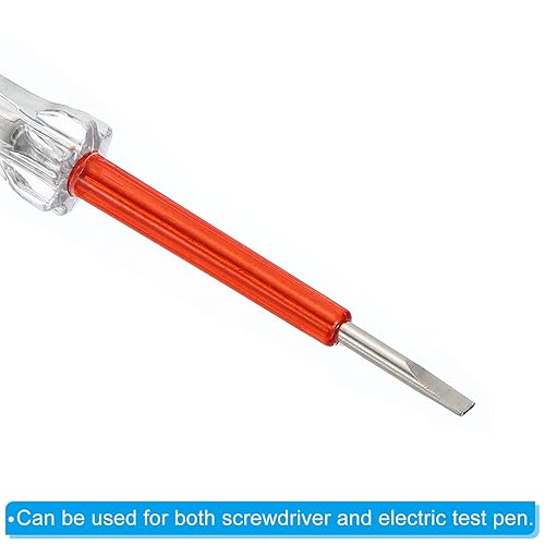 Miniatura 4 de PATIKIL Probador de voltaje CA 150-500V detector eléctrico de contacto con destornillador ranurado con tubo de neón, rojo transparente, paquete de 4