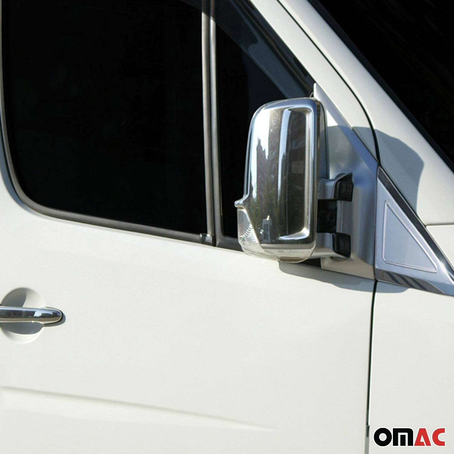 OMAC Side Mirror Cover Caps Fits Mercedes Sprinter W906 2006-2013 Chrome Silver 2 Pcs