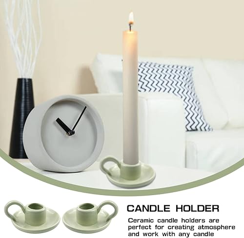 Miniatura 6 de 2 portavelas de cerámica, portavelas con asa para decoración del hogar, bodas, celebraciones de festivales (cian)