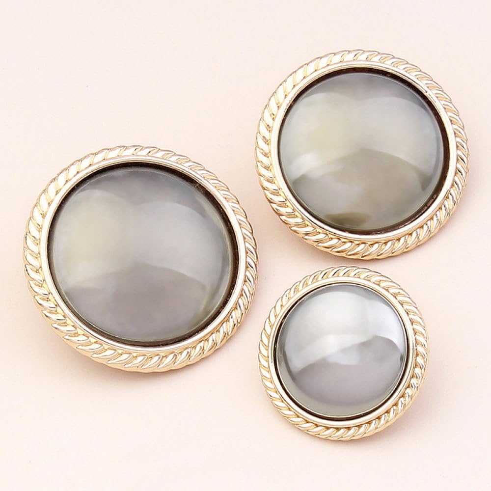LIBERGA 10 Pcs Round Buttons with Shank, Fashion Sewing Button for Clothes, Cardigans, Coat, Craft Projects, Grey, 25mm