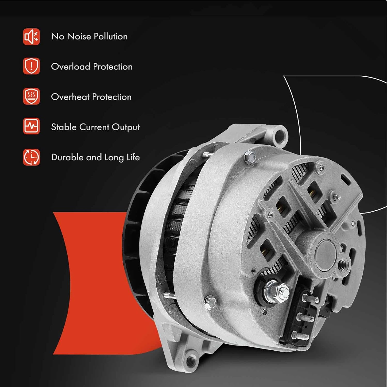 A-Premium Alternator Compatible with Cadillac 60 Special 1993, DeVille 1991-1995, Fleetwood 1991-1992, Seville, Eldorado 1991-1993, V8 4.9L, 12V 140A Clockwise 6-Groove Pulley, Replace# 10463190