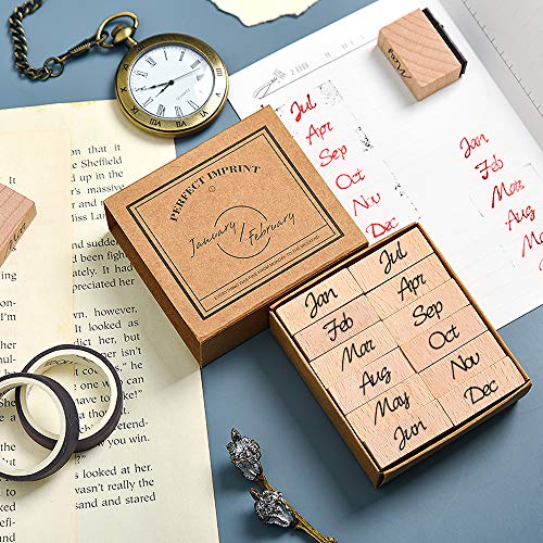 Ucec 32 Pieces Number Stamps, Wooden Rubber Stamps, Week Months Number Design Decorative Stamp Set Vintage For Diy Crafts Card Letters Dairy Scrapbooking #TOP3
