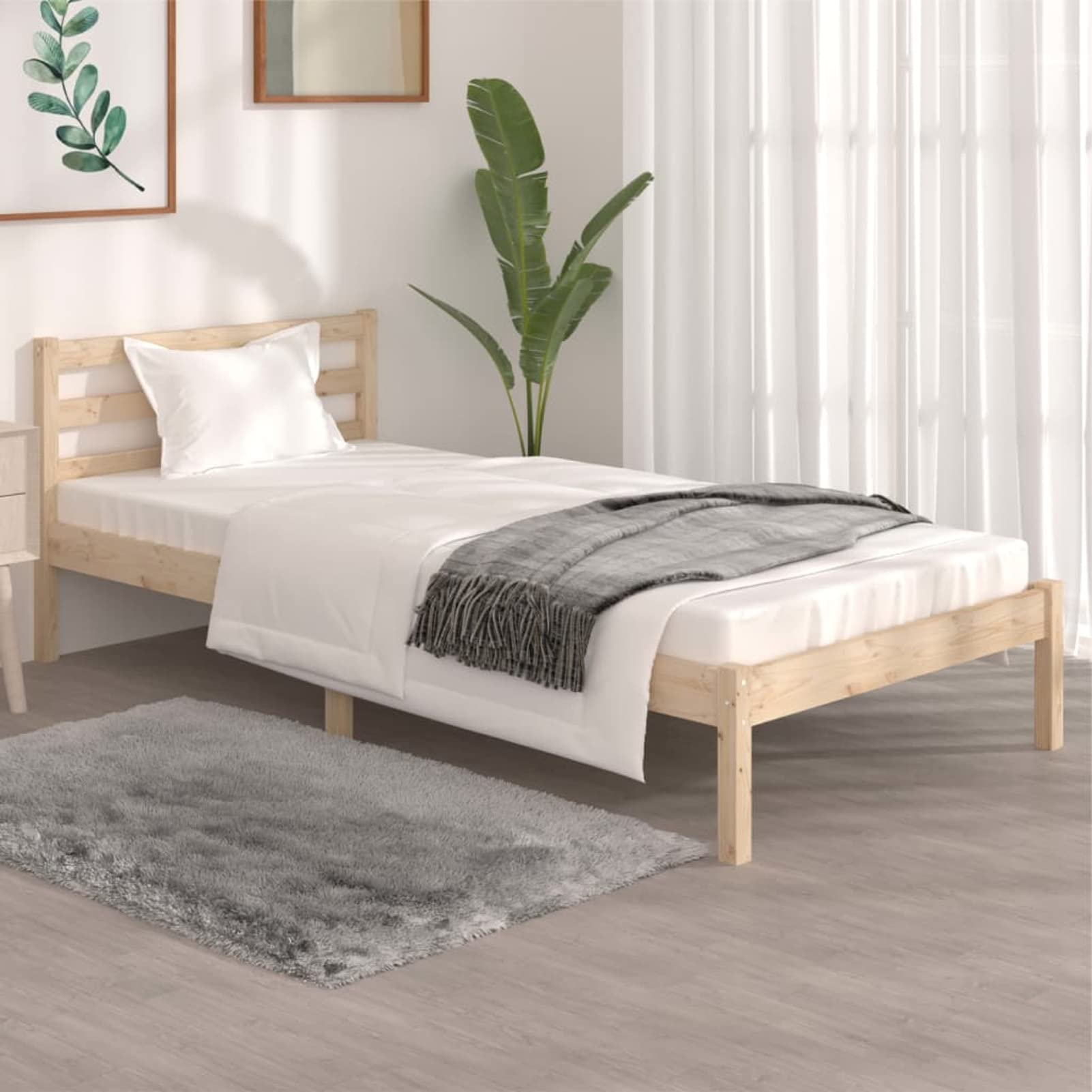 Lit Bateau Enfant En Pin Massif Miel 90x190cm, Avec Sommier Et Matelas, Occasion