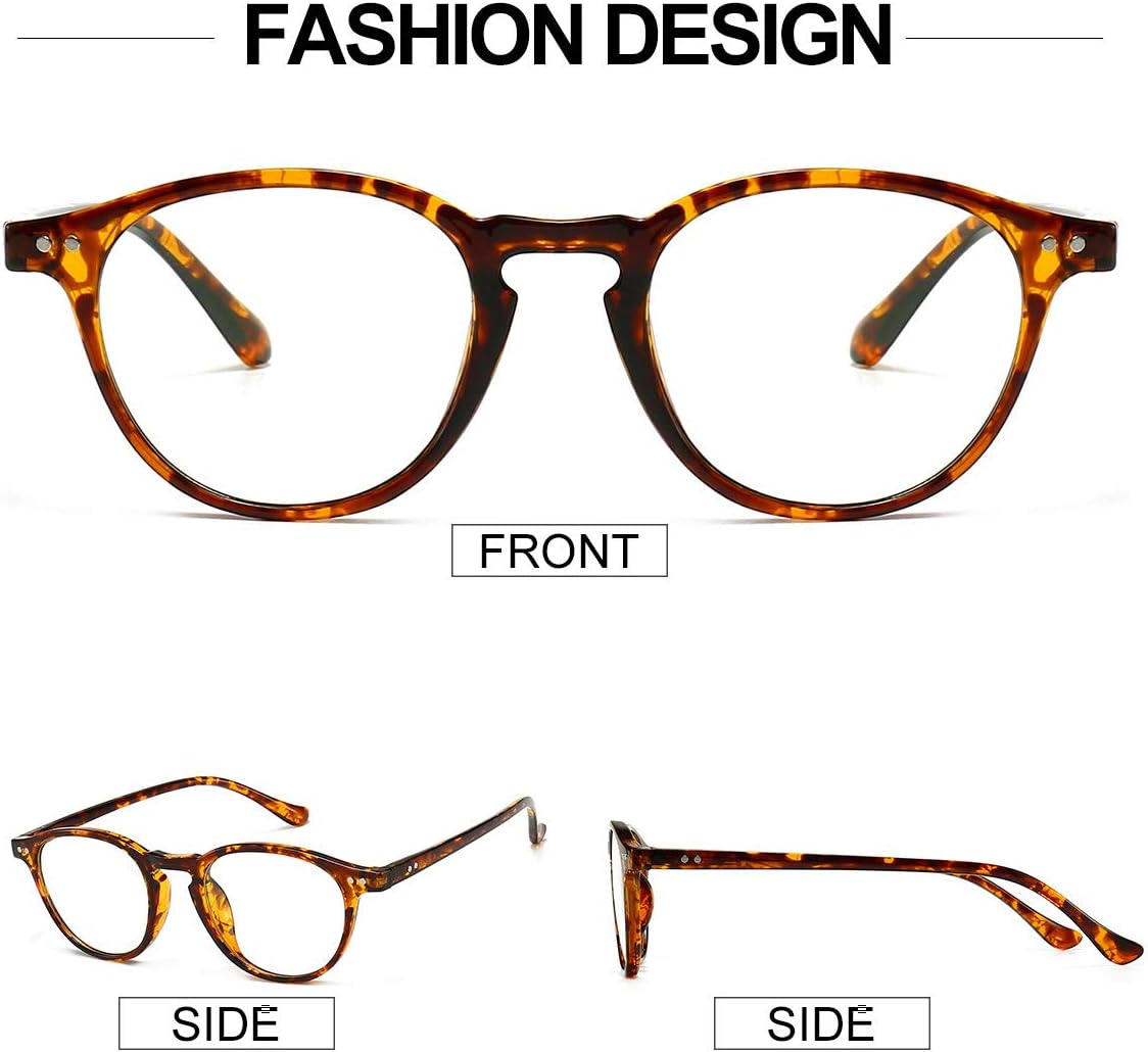 Dollger Blue Light Blocking Glasses Vintage Round Frame Eyeglasses for Women Men Leopard Frame image 3