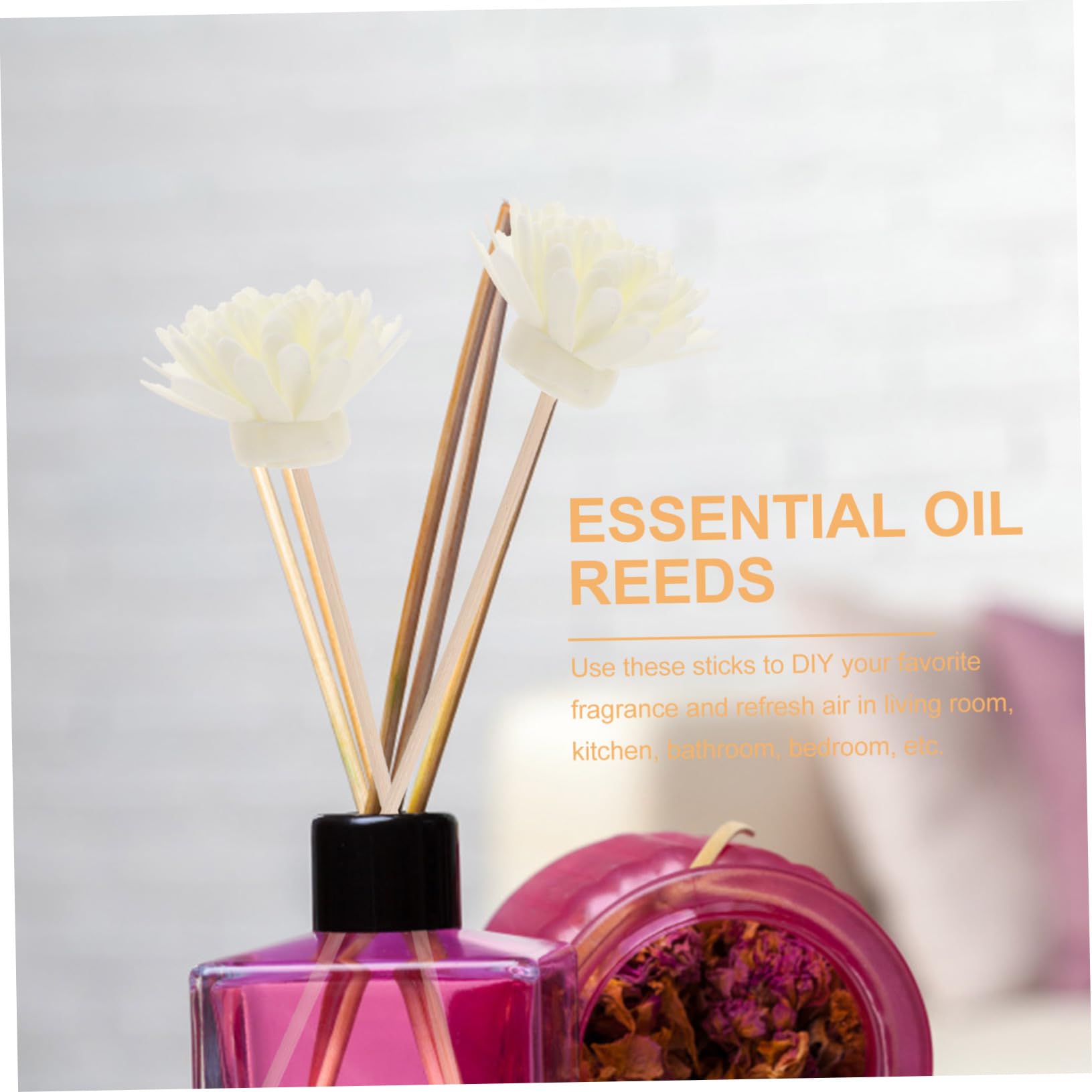 Luxshiny 5set Rattan Diffuser Sticks Chrysanthemum Fragrance Natural Replacement for Home Diffuser Lightweight Sticks for Air Freshening Living Room Kitchen and Bathroom