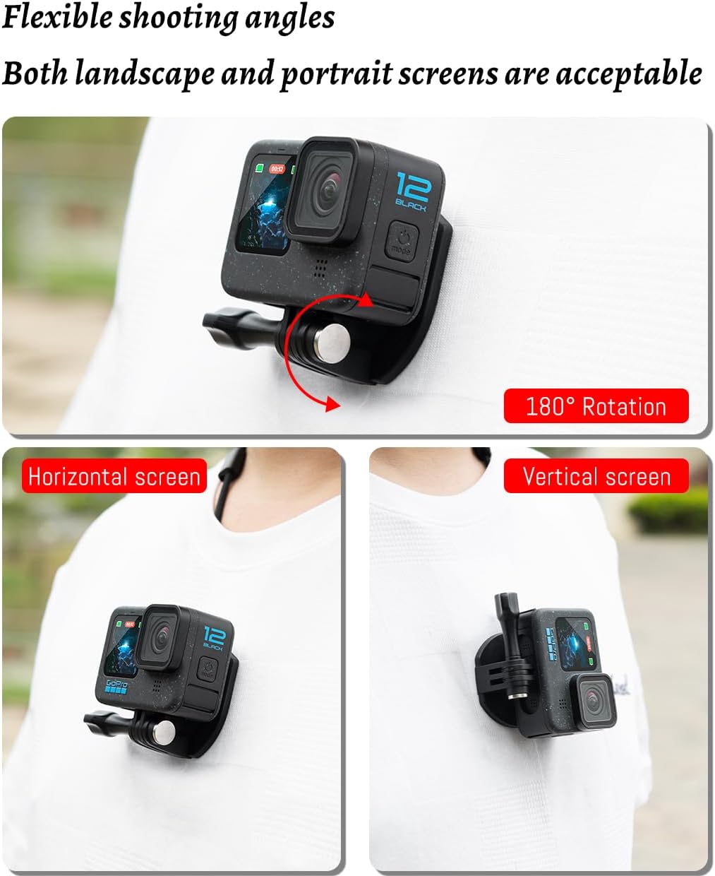 Magnetic Neck Mount Compatible with GoPro Hero 13/12/11, for Insta360 X5/X4/X3/Ace Pro 2, for DJI OSMO Action 5/4/3 Pro Action Camera, Mount Holder with Long Screw and Adjustable Lanyard
