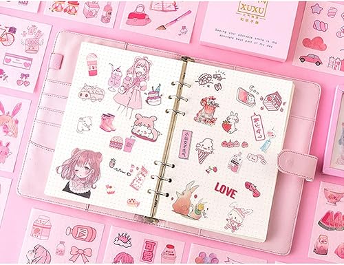 Miniatura 3 de Kawaii Washi - Juego de calcomanías (50 hojas), linda niña, animal, conejo, gato, avión, planeta, etiqueta adhesiva decorativa para álbumes de