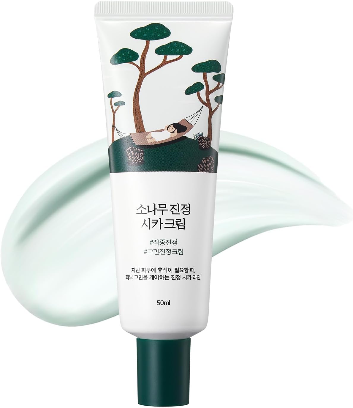 Pine Calming Cica Cream 1.69 Fl Oz, Low-Acidic Soothing Moisturizer with Pine Cica, BHA + LHA, and Hyaluronic Acid for Skin Barrier Support, Sebum Control, and Hydration, Korean Skincare