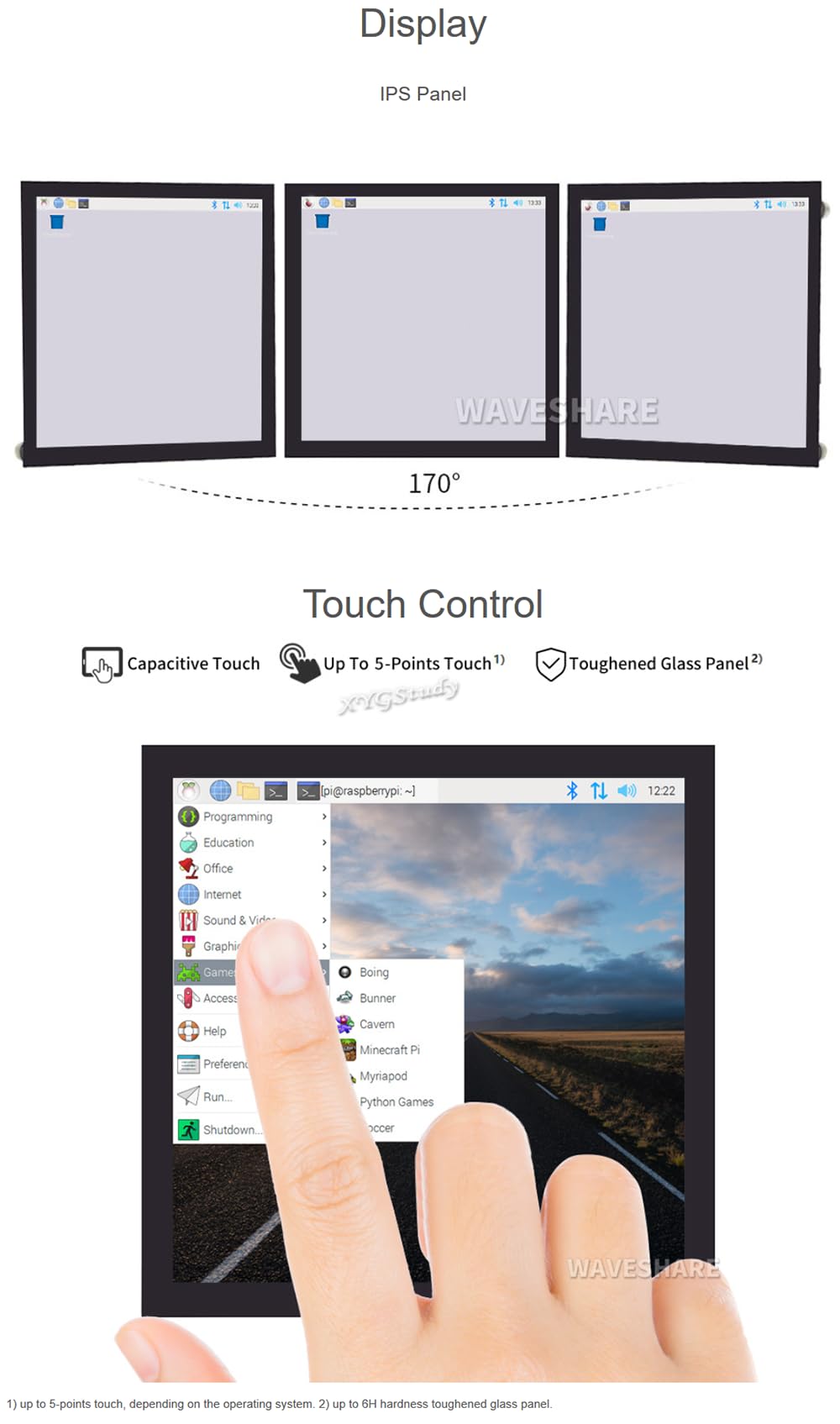 Amazon.co.jp: XYGStudy 4インチ 正方形 IPS ディスプレイ 静電容量式