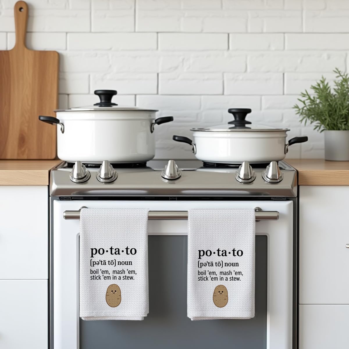 2 Pcs Cute Potato Kitchen Decor Hand Towels, Absorbent Waffle Weave Bath Towel Kitchen Dish Guest Towels for Kitchens Homes Bathrooms Restaurant Hotel Cafe Farmhouse Dinner Party Decor - Image 5