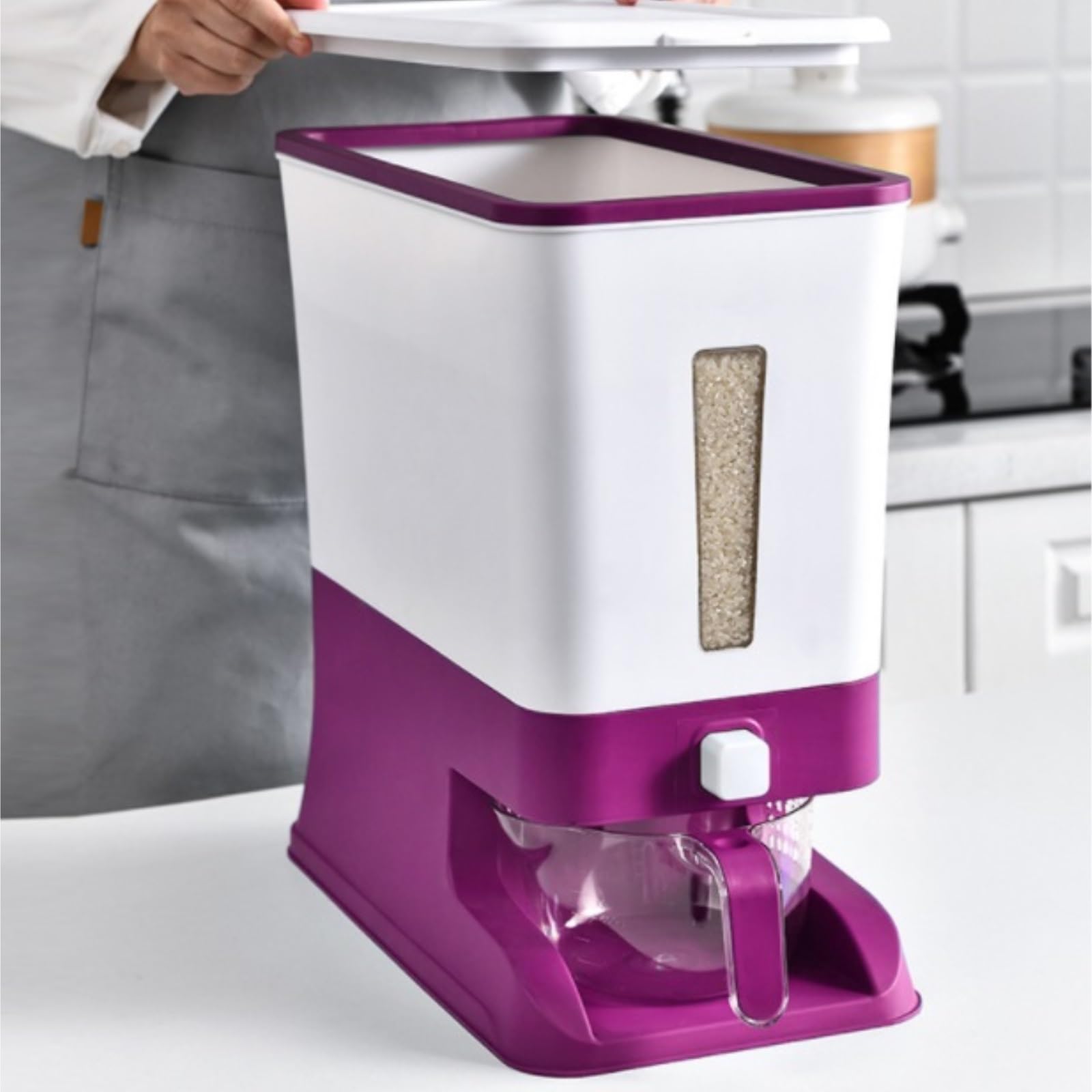 Müslispender Reisspender 8L Reis Spender Mit Deckel Lagerung Container Halter Dispenser Für Küche Küchen Reisbehälter(Grün)