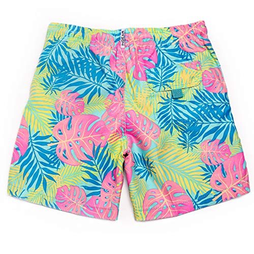 Ingear Little Boys Quick Dry Beach Board Shorts Kids Swim Trunk Swimsuit Beach Shorts With Mesh Lining (Lush Leaves, 12/14) #TOP6